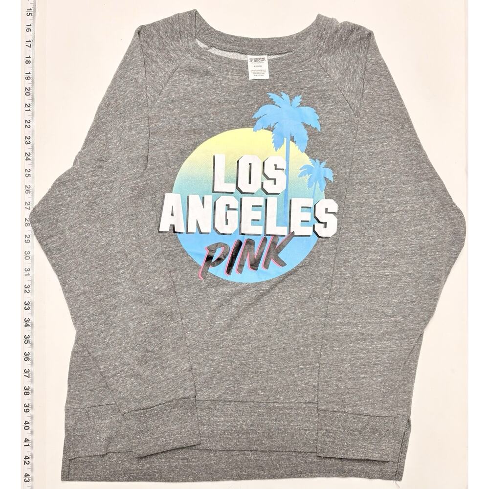 Victorias Secret PINK Sweatshirt Los Angeles Med Gray LA Medium Retro 80s Look